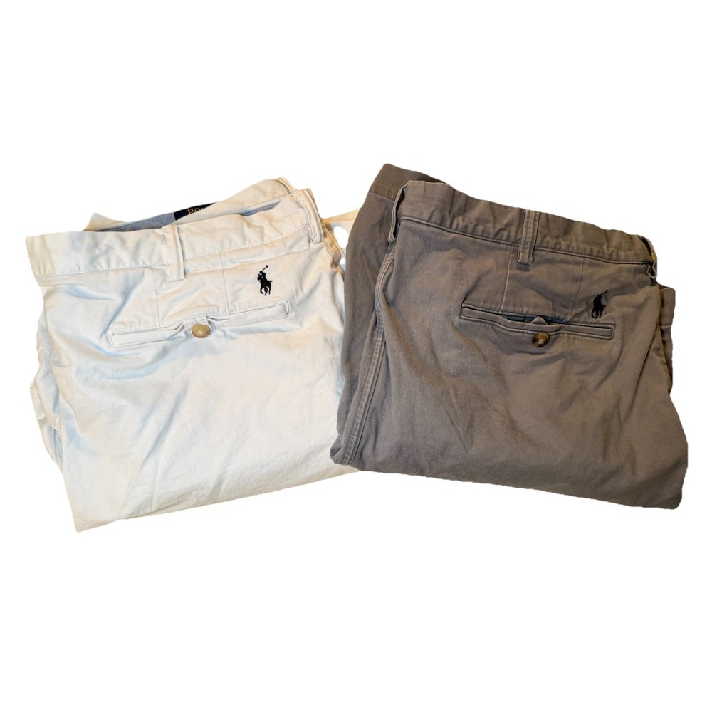 2 pair of Polo Ralph Lauren Classic Fit Chino Shorts size 40, white & grey